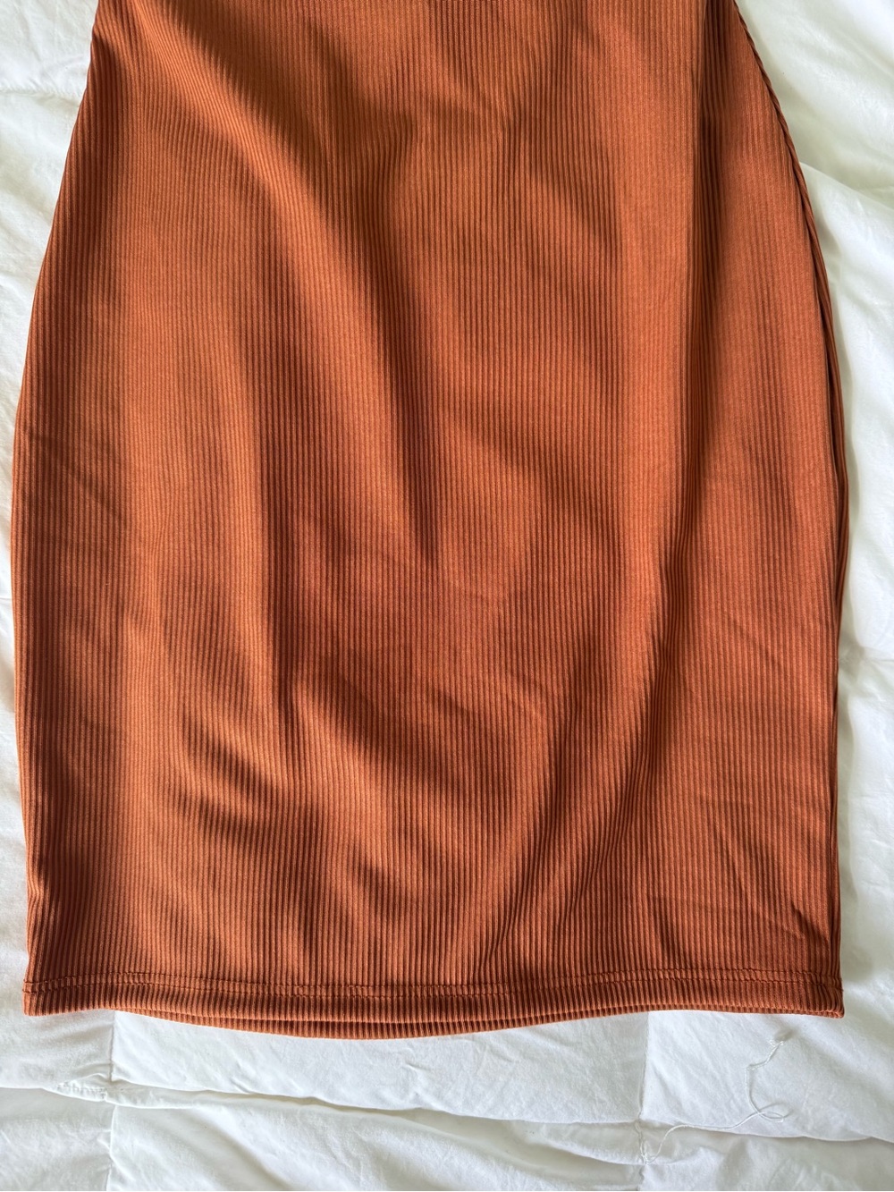 PLT Ribbed Halter Bodycon Dress - Rust Orange Size 4 - Picture 4 of 8